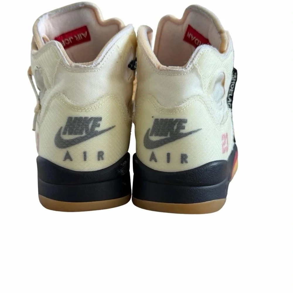 Off-White Air Jordan 5 Sail with Black and Red Accents